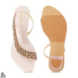 Women Gold-Toned & Rose Gold-Toned Embellished Block Heels 1